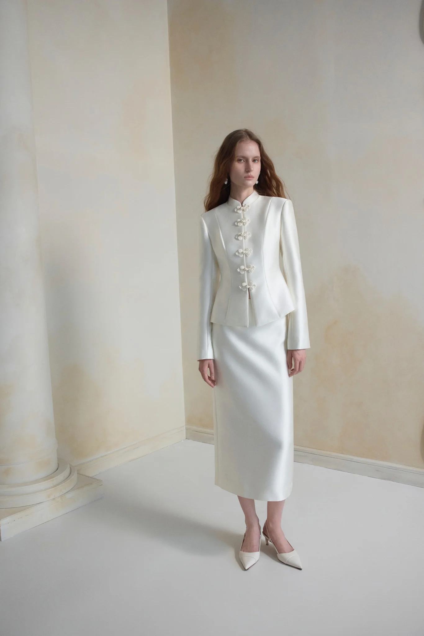 Blanc Taffeta Midi-skirt - Image 3
